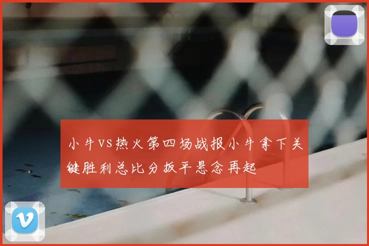小牛vs热火第四场战报小牛拿下关键胜利总比分扳平悬念再起